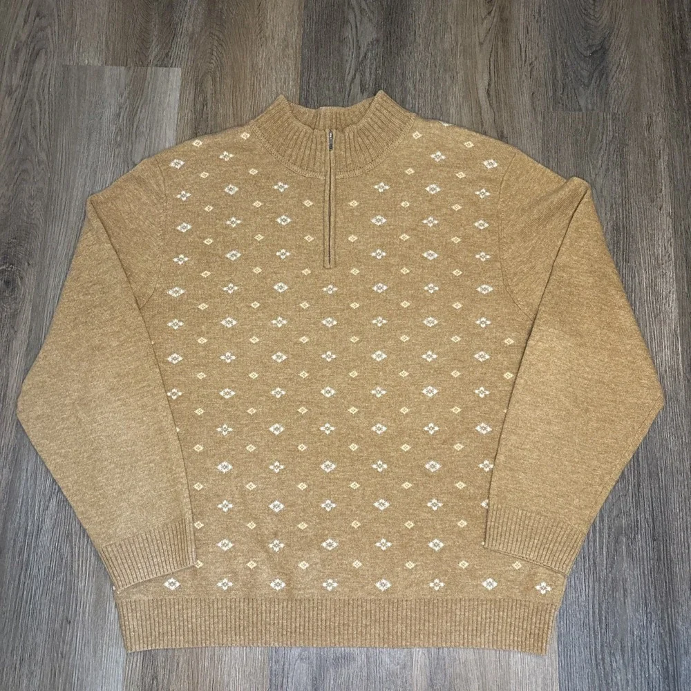 Jos. A. Bank Lamb's Wool Sweater Men's Size XL Quarter Zip Signature Academia